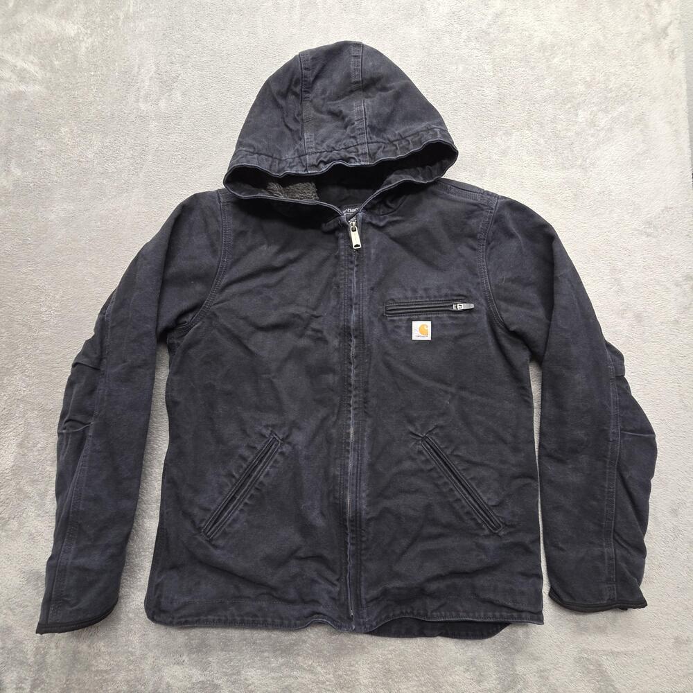 Carhartt Jacket Womens M Black Anorak Hooded Lined Insulated Full Zip OJ4392-W